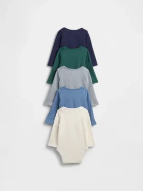 Body con bolsillo de tejido tipo waffle Softspun de Baby First Favorites (paquete de 5)