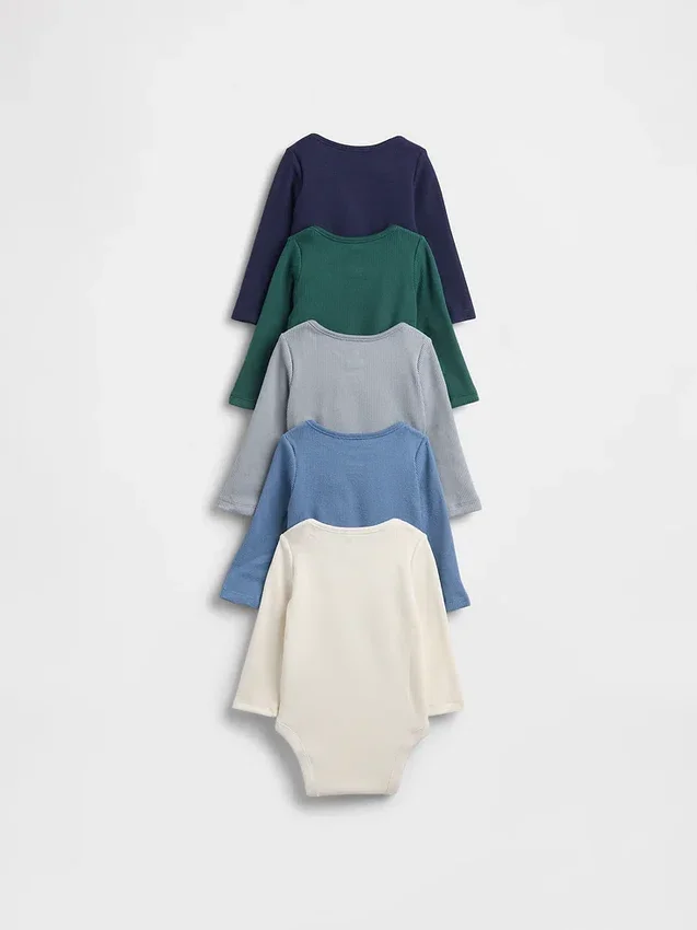 Body con bolsillo de tejido tipo waffle Softspun de Baby First Favorites (paquete de 5)