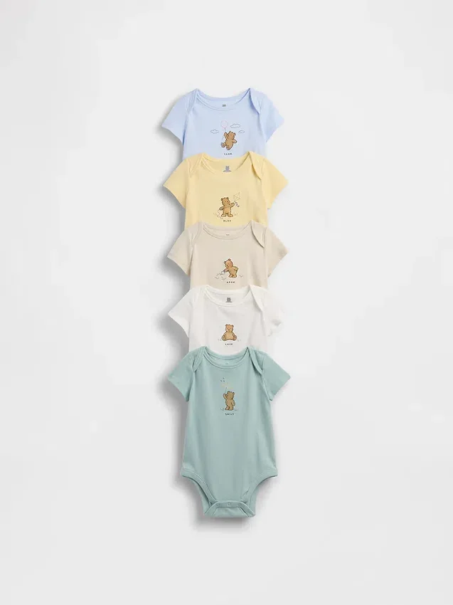 Body de algodón orgánico «Baby First Favorites» (paquete de 5)