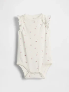 Body de algodón orgánico con mangas onduladas de la colección «Baby First Favorites»