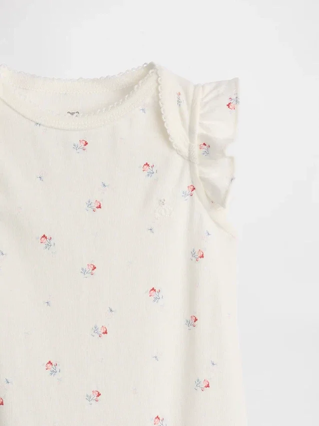Body de algodón orgánico con mangas onduladas de la colección «Baby First Favorites»