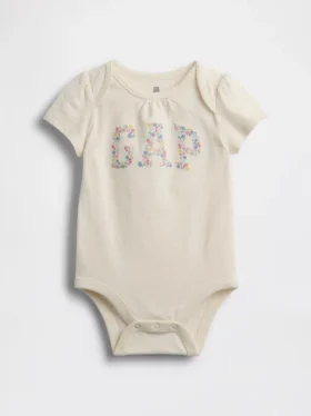 Body de algodón orgánico para bebé con logotipo floral