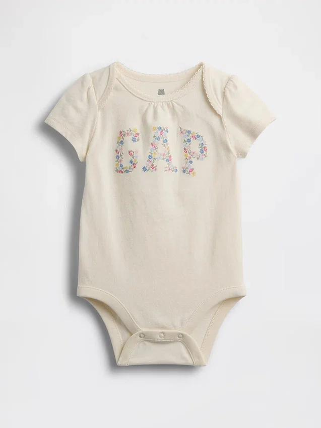 Body de algodón orgánico para bebé con logotipo floral