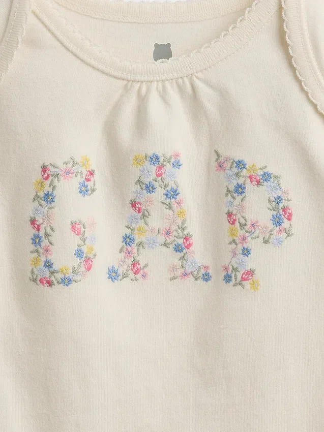Body de algodón orgánico para bebé con logotipo floral