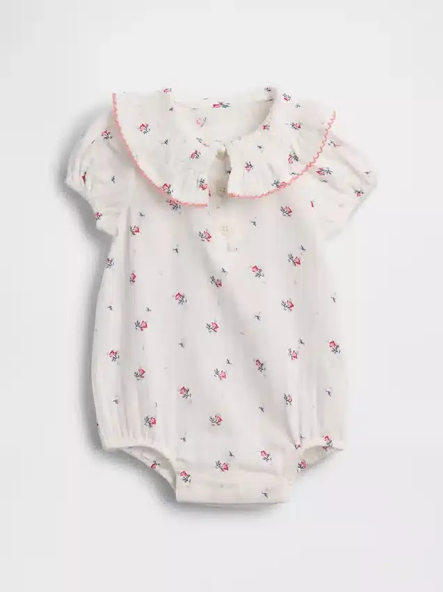 Body de gasa de algodón para bebé con cuello floral