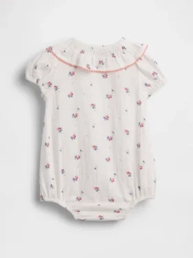Body de gasa de algodón para bebé con cuello floral