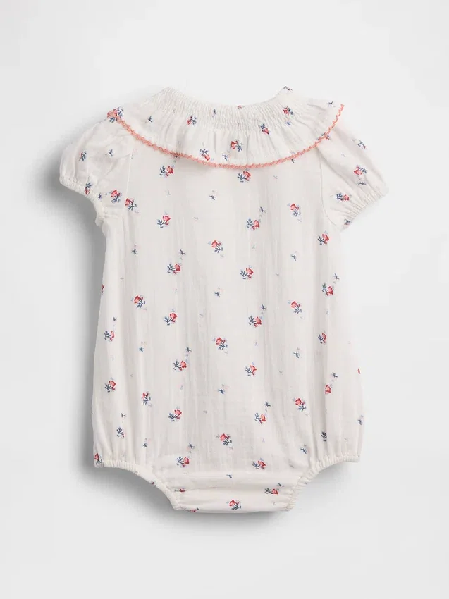 Body de gasa de algodón para bebé con cuello floral
