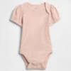 Body de mangas abullonadas con tejido de canalé fino de la colección «Baby First Favorites»