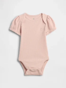 Body de mangas abullonadas con tejido de canalé fino de la colección «Baby First Favorites»