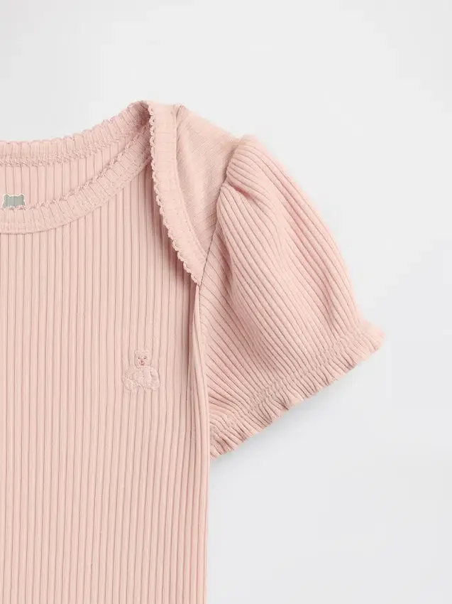 Body de mangas abullonadas con tejido de canalé fino de la colección «Baby First Favorites»