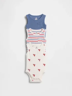 Body sin mangas con bolsillo y cuello Henley de Tinyrib «Baby First Favorites» (paquete de 3)