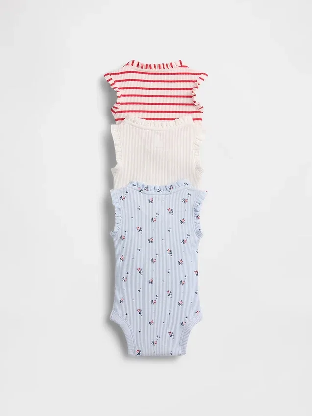 Body sin mangas con volantes Tinyrib de Baby First Favorites (paquete de 3)