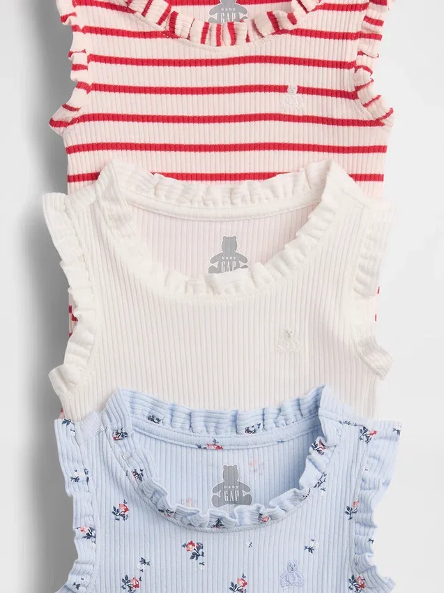 Body sin mangas con volantes Tinyrib de Baby First Favorites (paquete de 3)