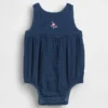 Body tipo burbuja de denim con gasa de algodón para bebé