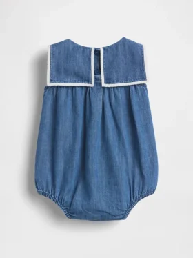 Body tipo burbuja de denim para bebé estilo marinero