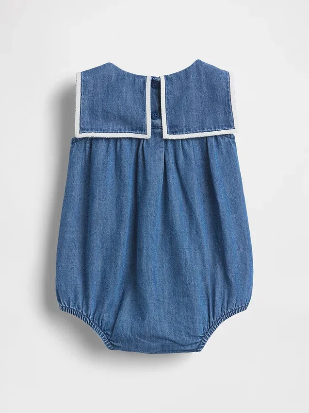 Body tipo burbuja de denim para bebé estilo marinero