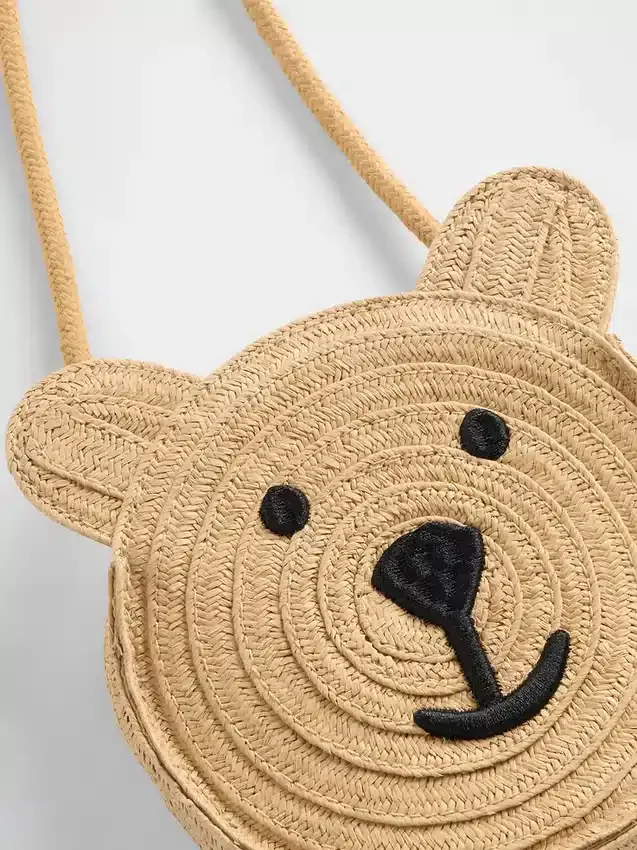 Bolsa de paja para niños pequeños con el oso Brannan