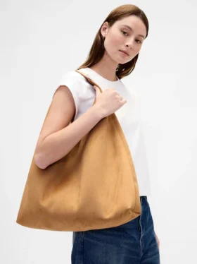 Bolso tote holgado de gamuza vegana