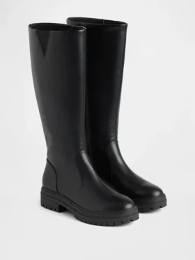 Botas altas de cuero vegano con suela de tacos