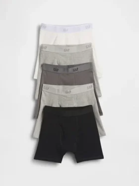 Boxers de algodón orgánico elástico con logotipo para niños (paquete de 5)