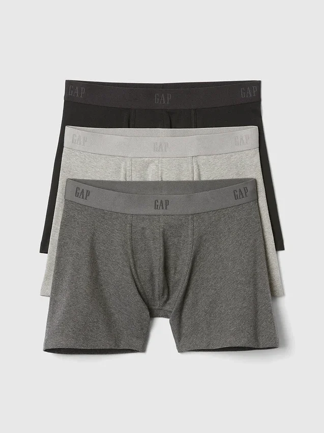Boxers de algodón orgánico elástico de 5" (paquete de 3)