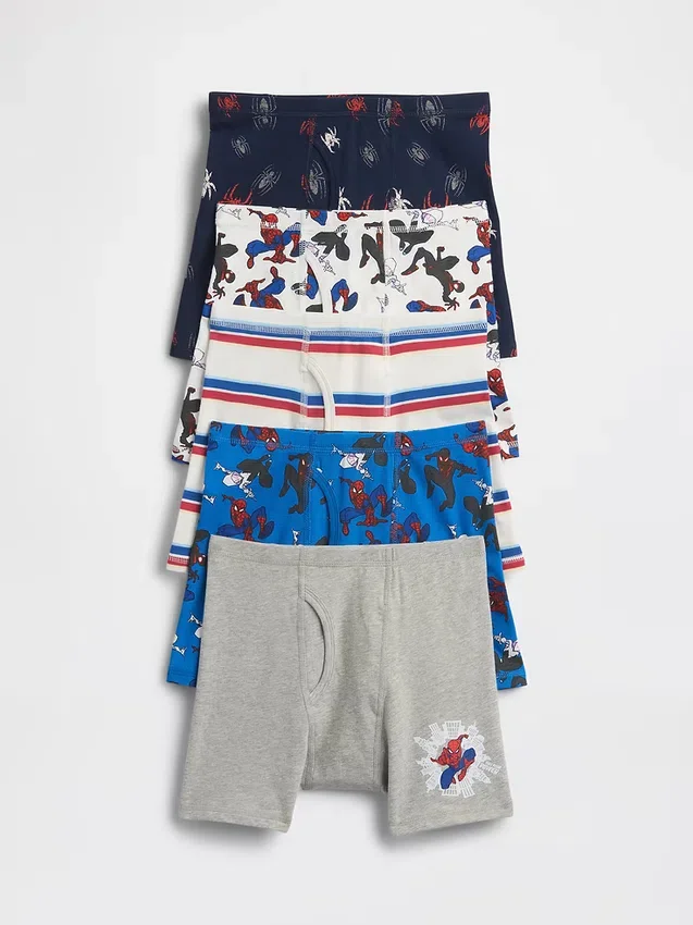 Boxers de algodón orgánico elástico para niños con Spider-Man (paquete de 5)