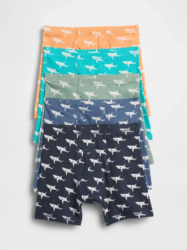 Boxers de algodón orgánico elástico para niños (paquete de 5)