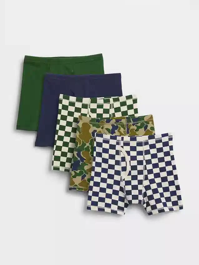 Boxers de algodón orgánico elástico para niños (paquete de 5)