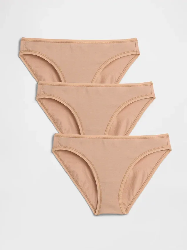 Braguitas tipo bikini de algodón orgánico elástico (paquete de 3)