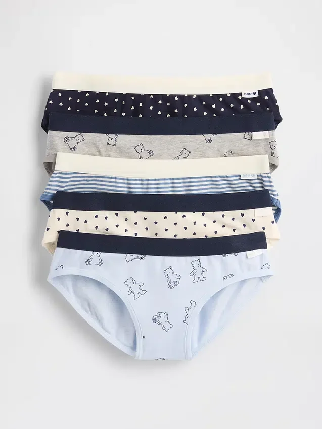 Braguitas tipo bikini de algodón orgánico elástico para niños (paquete de 5)