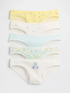 Braguitas tipo bikini de algodón orgánico elástico para niños (paquete de 5)
