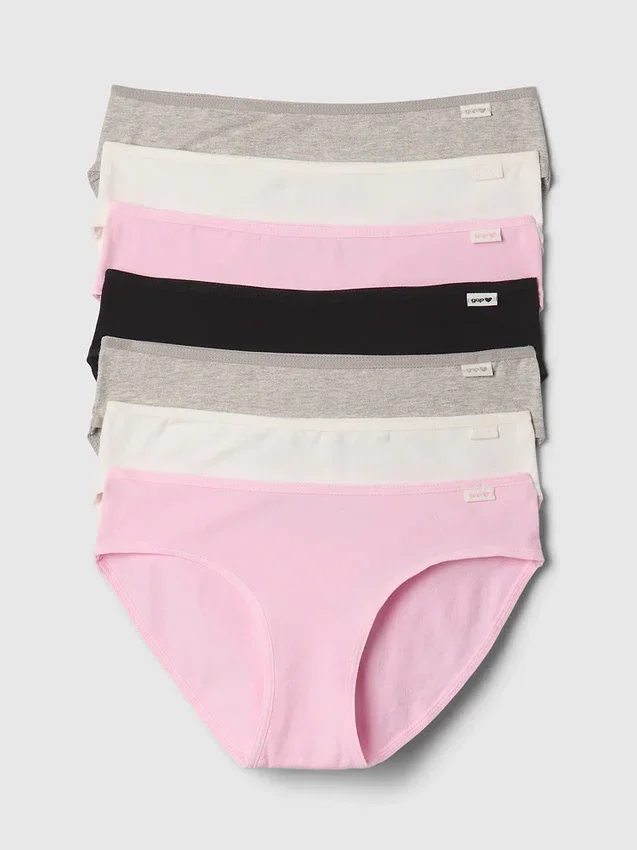 Braguitas tipo bikini de algodón orgánico elástico para niños (paquete de 7)
