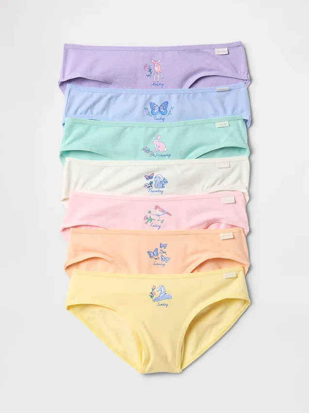 Braguitas tipo bikini para niños con los días de la semana (paquete de 7)