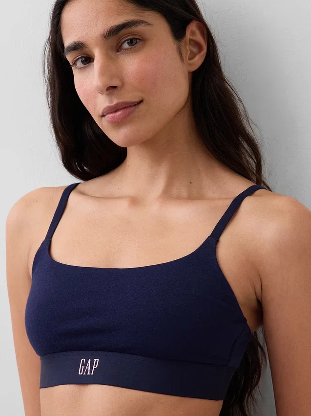 Bralette con logotipo de algodón orgánico elástico