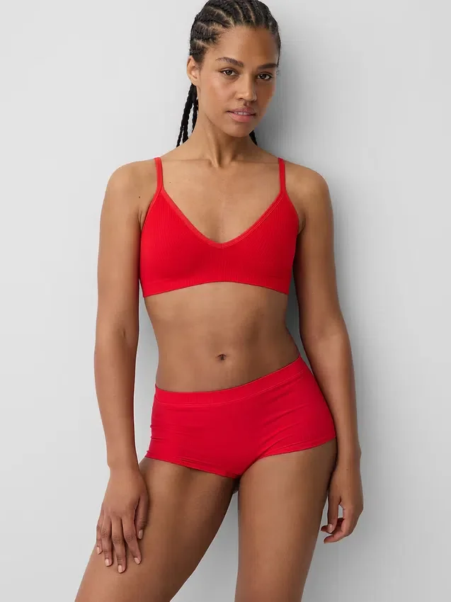 Bralette triangular sin costuras con tejido acanalado