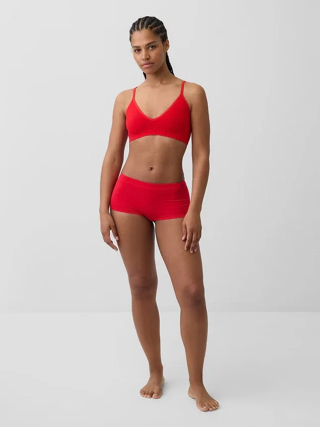 Bralette triangular sin costuras con tejido acanalado