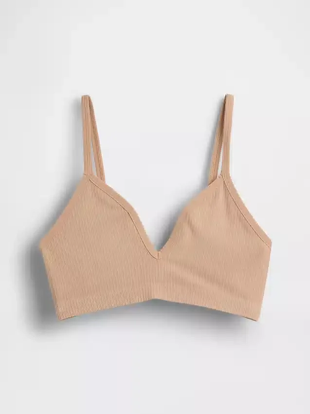 Bralette triangular sin costuras con tejido acanalado