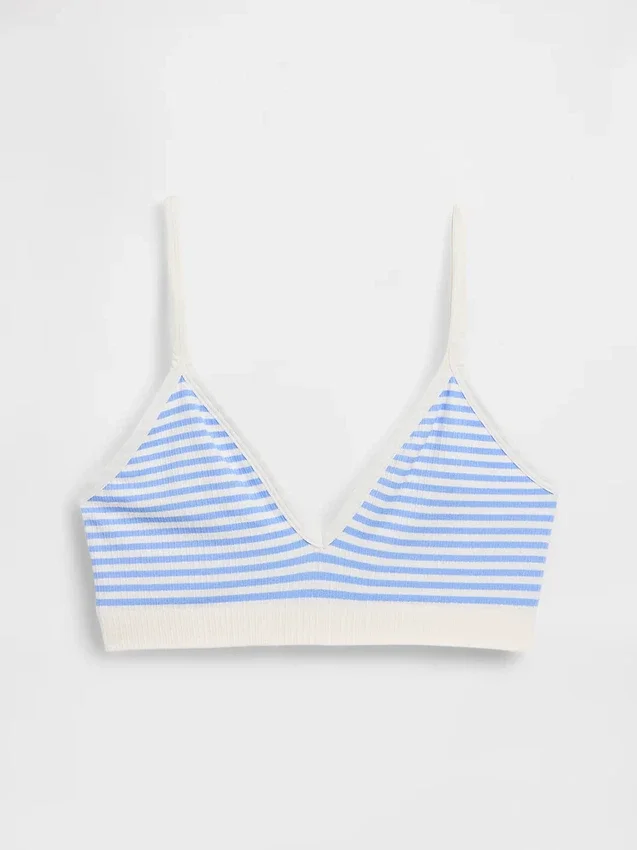 Bralette triangular sin costuras con tejido acanalado