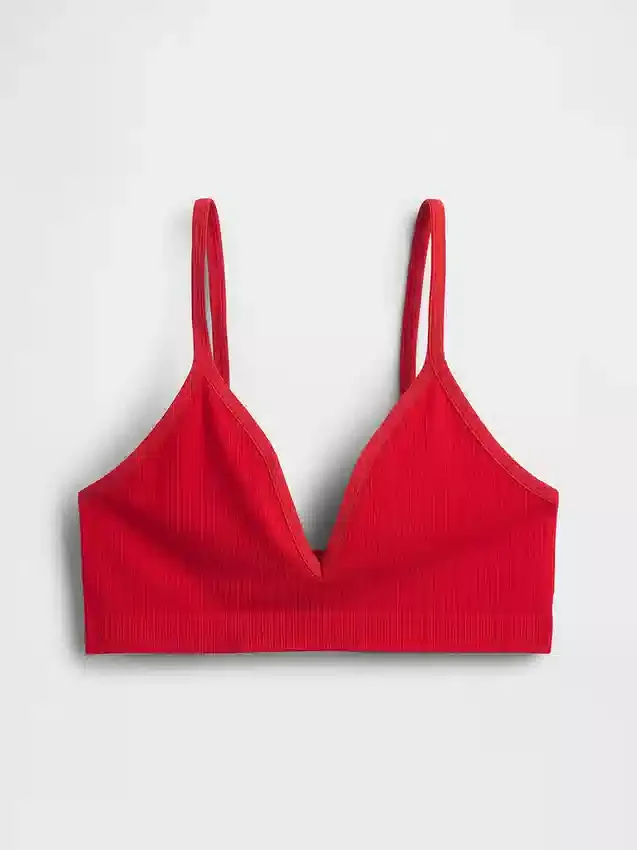 Bralette triangular sin costuras con tejido acanalado