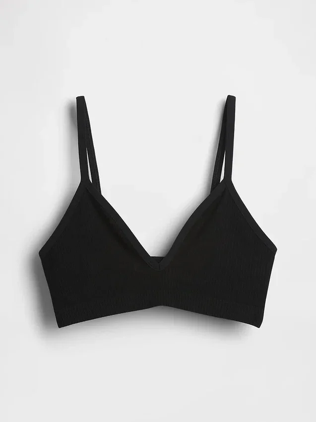Bralette triangular sin costuras con tejido acanalado