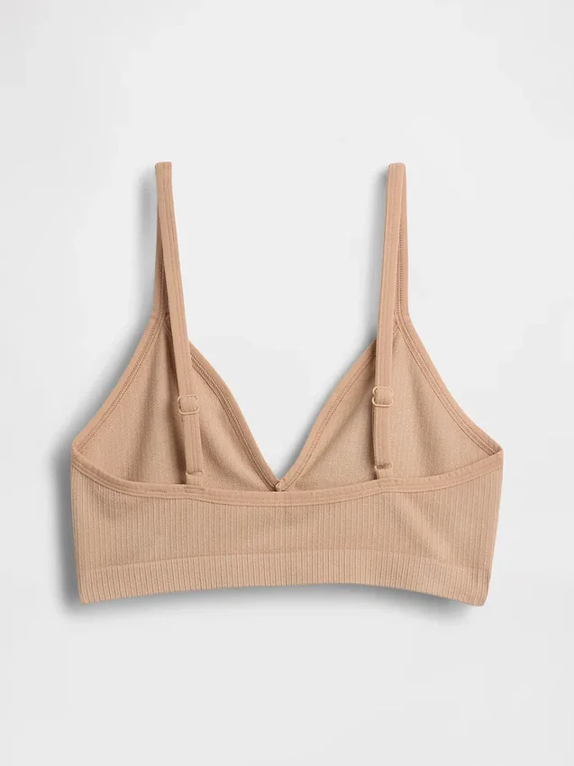 Bralette triangular sin costuras con tejido acanalado