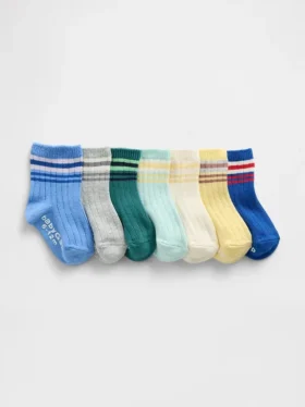 Calcetines cortos a rayas para niños pequeños (paquete de 7)
