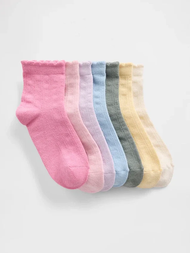 Calcetines cortos con volantes para niños (paquete de 7)