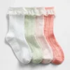 Calcetines cortos de punto calado con ribete de encaje para bebés y niños (paquete de 4)