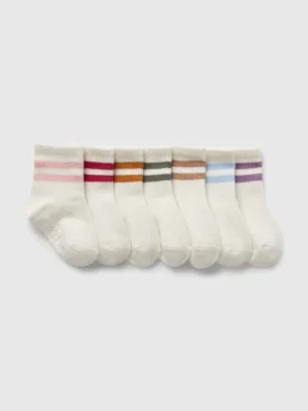 Calcetines cortos de rayas universitarias para bebés y niños (paquete de 7)