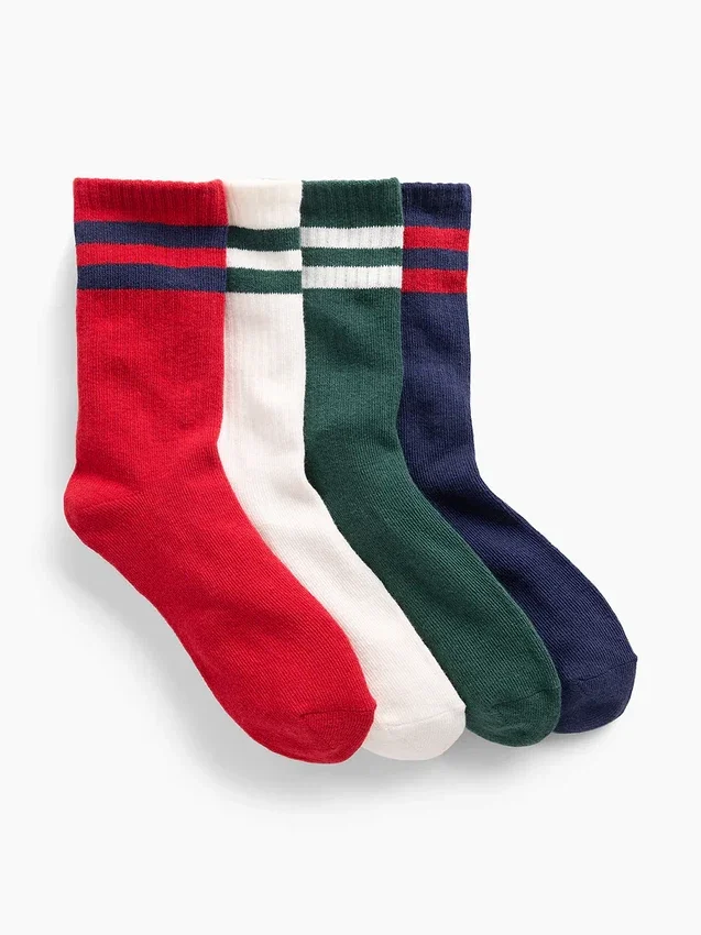 Calcetines cortos estilo universitario para niños (paquete de 4)