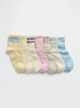 Calcetines cortos holgados estilo universitario para niños (paquete de 7)