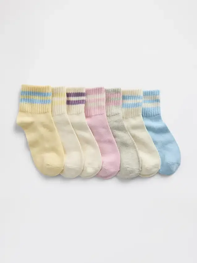 Calcetines cortos holgados estilo universitario para niños (paquete de 7)