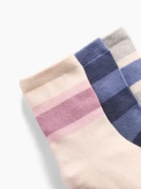 Calcetines cortos para niños con rayas en bloques de color (paquete de 3)