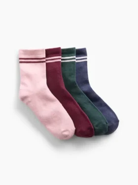 Calcetines cortos para niños con rayas estilo «Varsity» (paquete de 4)